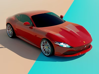 Red Sports Car Modern Sleek Design Aerodynamic Body Alloy Wheels Headlights 3d model