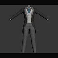 Men's Formal Tailcoat Outfit With White Vest Plaid Pants And Blue Tie