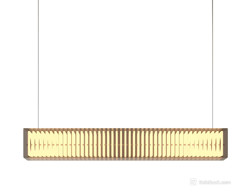 Modern Wooden Rectangular Chandelier With Warm Illumination And Sleek Design 3d model