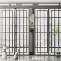 New Chinese-style sliding door 3d model