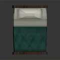 Wooden Bed Frame With Green Bedspread And White Pillow For Bedroom