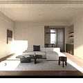 Wooden Kitchen Cabinets With Marble Countertop Floating Shelves Decorated With Vase Bowl And Indoor Plant