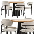 Modern Round Dining Table Set With Upholstered Chairs And Metal Legs 3d model