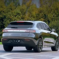 Modern Silver SUV Car With Sleek Exterior And Natural Green Trees Background