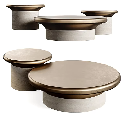 Modern Round Coffee Table With Gold Metal Frame And Marble Top For Living Room Decor 3d model