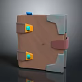 3D Model Wooden Decorative Box With Brown Straps Metal Corners And Blue Gems