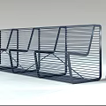 Modern Metal Outdoor Bench With Slatted Design And Side Console 3d model