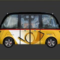 minibus minibus minivan driverless bus bus school bus van box car 3d model