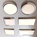 Modern Round And Square Ceiling Lights With Metal Frame And White Panel 3d model