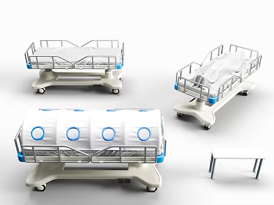 Modern Mobile Medical Beds Design With Adjustable Rails And Mattresses For Hospital Use 3d model