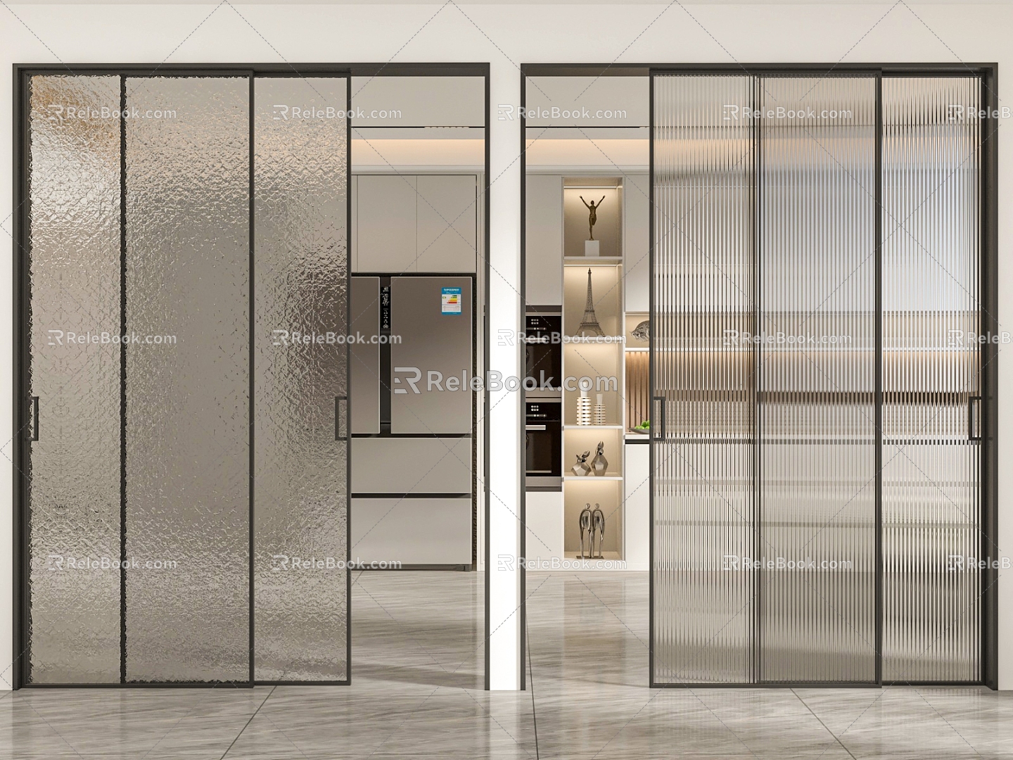 glass sliding door sliding door 3d model