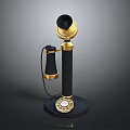 Vintage Telephone With Classic Retro Design Gold Accents And Rotary Dial