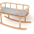 Simple Wooden Rocking Chair With Grey Cushion And Armrests Design
