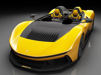 Modern Yellow Convertible Sports Car With Sleek Design Two Seats And Black Grille 3d model