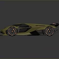 Golden Supercar With Sleek Aerodynamic Design Rear Wing And Alloy Wheels