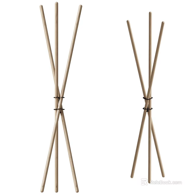 Minimalist Wooden Coat Racks With Crossed Rods 3d model 