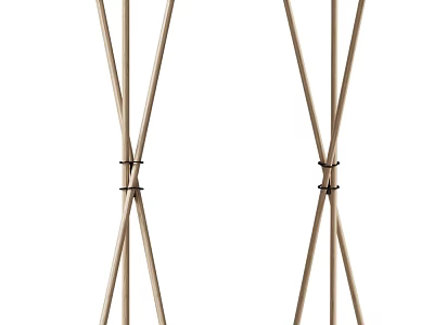 Minimalist Wooden Coat Racks With Crossed Rods 3d model