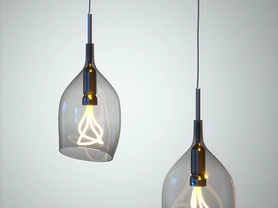 Modern Glass Pendant Lights With Visible Bulb And Elegant Hanging Design 3d model