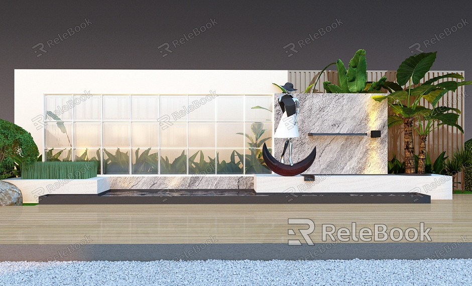 Modern courtyard water drop wall model