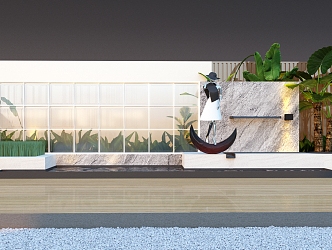 Modern courtyard water drop wall 3d model