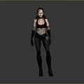 3D Rendered Female Game and Movie Character Wearing Tank Top Arm Guards and Long Boots