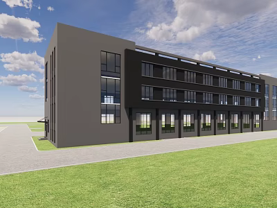 modern office building factory building office building 3d model