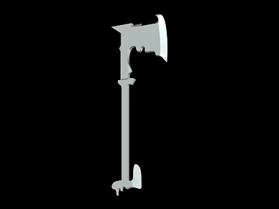 Medieval Silver Battle Axe With Long Handle Sharp Blade And Decorative Details 3d model