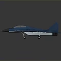 Blue Fighter Jet Model With Detailed Cockpit Wings And Tail Design