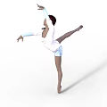 Graceful Woman In Pink Leotard Performing Ballet Dance With Extended Leg And Arms