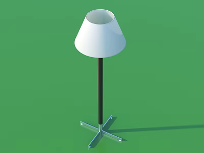 Modern Floor Lamp with White Lampshade Black Pole and Transparent Cross Base 3d model