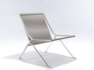 Minimalist Modern Single Chair With Metal Frame And Woven Seat Back Design 3d model