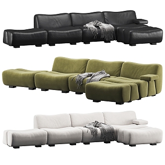 Light Luxury Multi-Person Corner Sofa 3d model