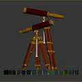 Scenic Landscape View With Vintage Telescopes On Tripods And Colorful Brick Stone Base