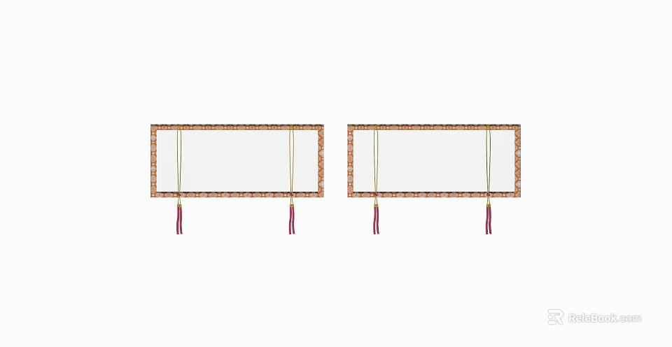 Decorative Partition Design With Wooden Frame Transparent Panel And Hanging Tassels 3d model 