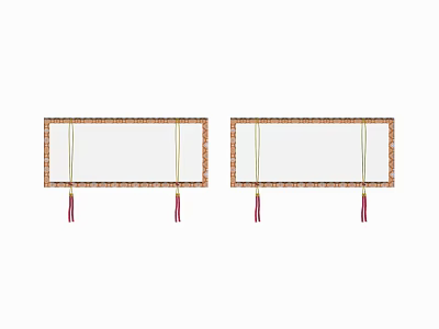 Decorative Partition Design With Wooden Frame Transparent Panel And Hanging Tassels 3d model
