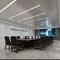Security Emergency Command Monitoring Room Interior With Large Screen Conference Table And Chairs