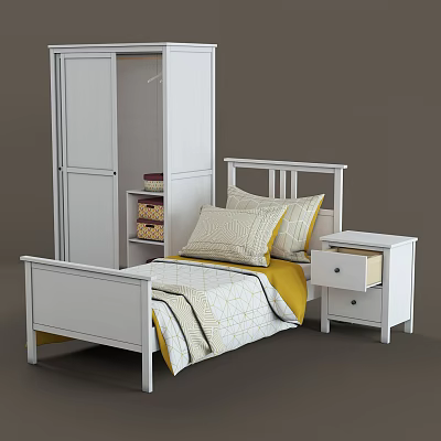 Modern Children's Bed IKEA Children's Bed Wardrobe Bedside Cabinet 3d model