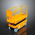 Yellow Mobile Scissor Lift Aerial Work Platform With Safety Guardrail And Wheels