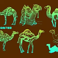 Elegant Camel 2D Silhouette Pendant With Intricate Patterns And Artistic Design