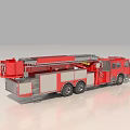 Red Fire Truck with Extended Ladder Emergency Rescue Vehicle Side Compartments Chrome Details