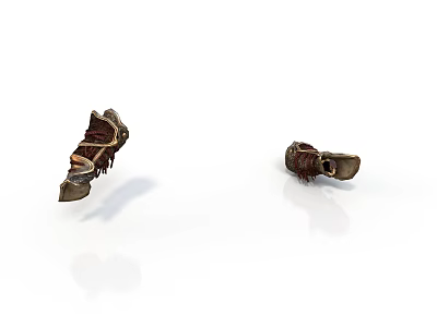 Ancient Vintage Weapon Pieces Featuring Leather Straps And Metal Construction Details 3d model