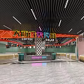 Modern Western Casual Dining Restaurant Featuring Coffee Salad Orange Geometric Decor And Checkered Bar