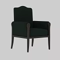 Dark Green Accent Chair With Carved Armrests And Solid Wooden Frame 3d model