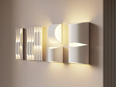 Modern Wall Sconces Design With Geometric Shapes And Warm Lighting 3d model
