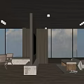 Modern Hotel Guest Room With Wooden Ceiling Large Windows And Natural Light