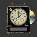 Vintage Black Clock With Roman Numeral Dial And CD Disc Handle Design