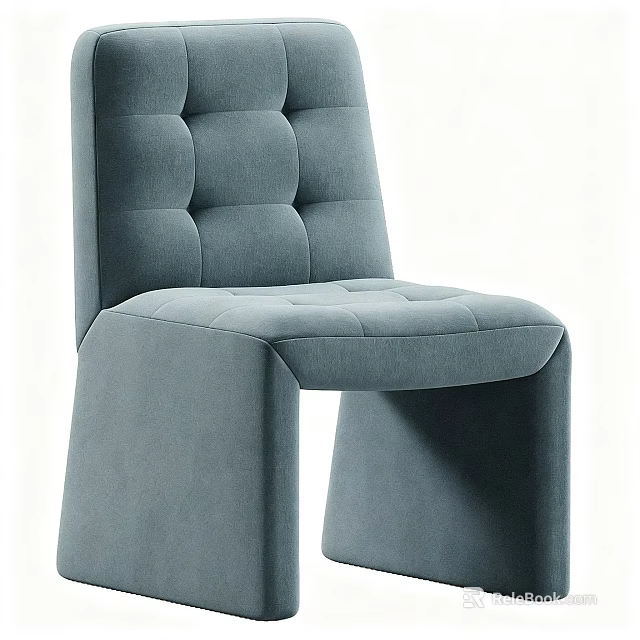 Gray Velvet Tufted Leisure Chair with Wide Legs for Comfortable Living Room 3d model 
