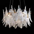 Elegant Crystal Chandelier With Multiple Tiers Gold Accents And Leaf Shaped Transparent Crystals