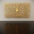 Golden Intricate Tree Branch Pattern Wall Decor For Modern White Interior Wall 3d model