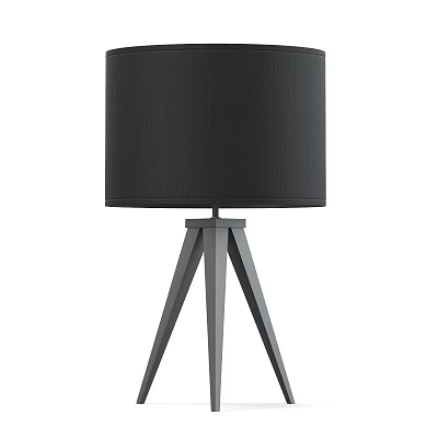 Modern Minimalist Table Lamp With Black Fabric Shade And Tripod Metal Base 3d model